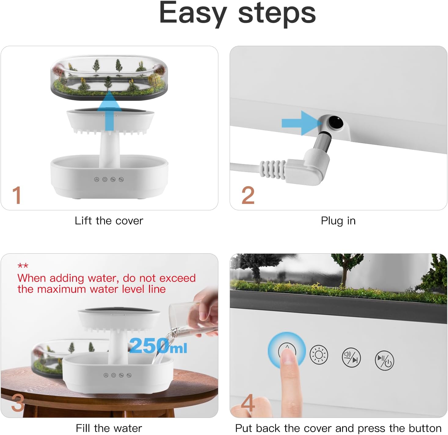 Essential oil humidifier with relaxing sounds