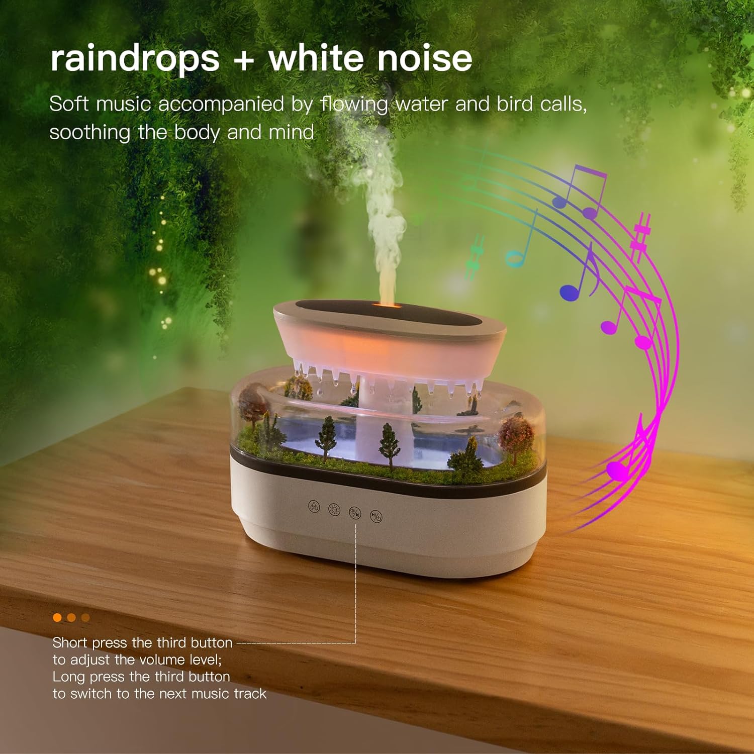 Essential oil humidifier with relaxing sounds